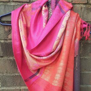 Pink Red Modern Pashmina Scarf for Women, Lightweight Festival Shawl Wrap Stole